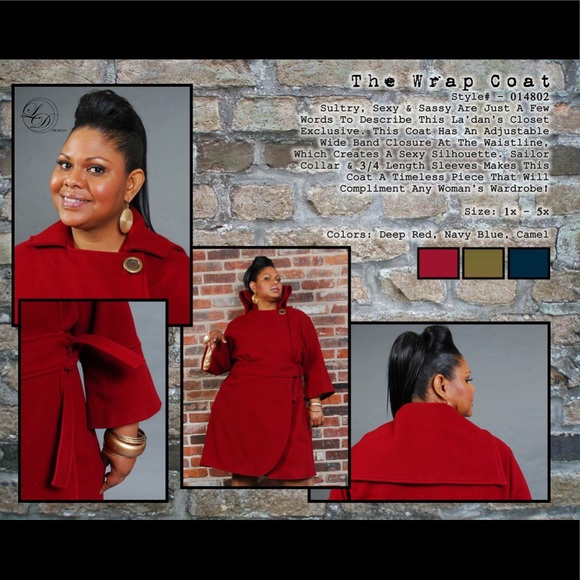 3/4 sleeve Blue wrap coat - Picture 5 of 5